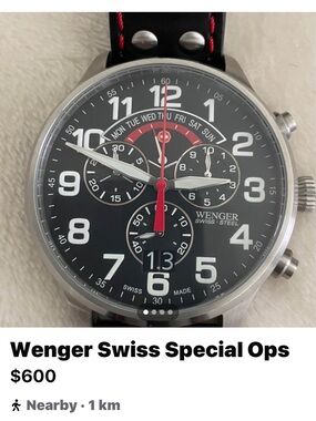 Wenger Special Ops Chronograph Watch 
SUISSE MADE